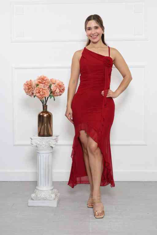 Vestido Largo Rosa En Tull