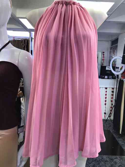 Vestido Rosa Plizado Corto